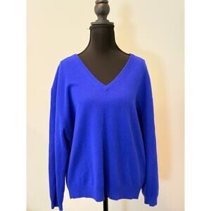 J. Crew Royal Blue V-Neck Cashmere Sweater